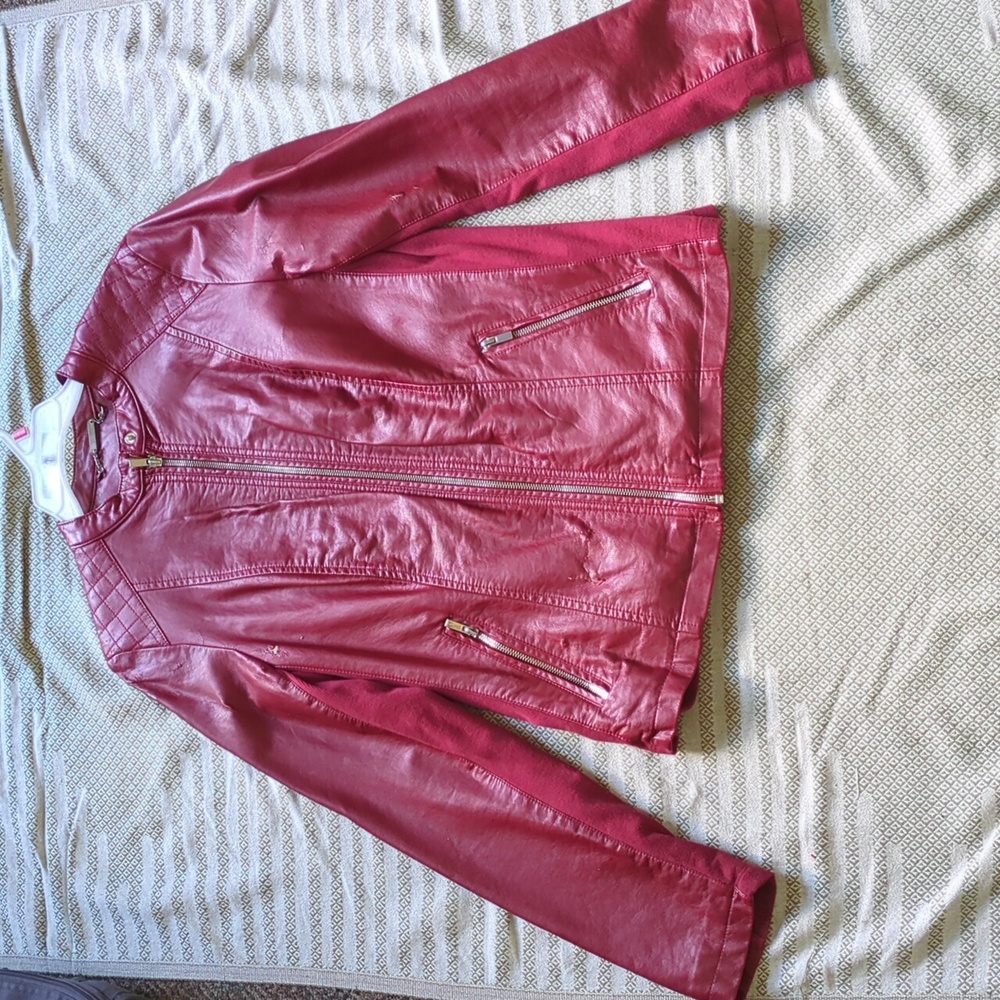Red leather jacket. Medium